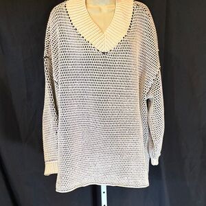 Free People Cozy Knit V-Neck Sweater - Cream NEW M